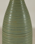 Tall Ribbed Green-Glazed Artisan Ceramic Vase, base detail