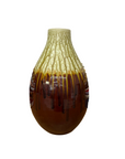 Amber Brown Vase with Cream and Gold Drip Glaze Finish, SKU , image 1