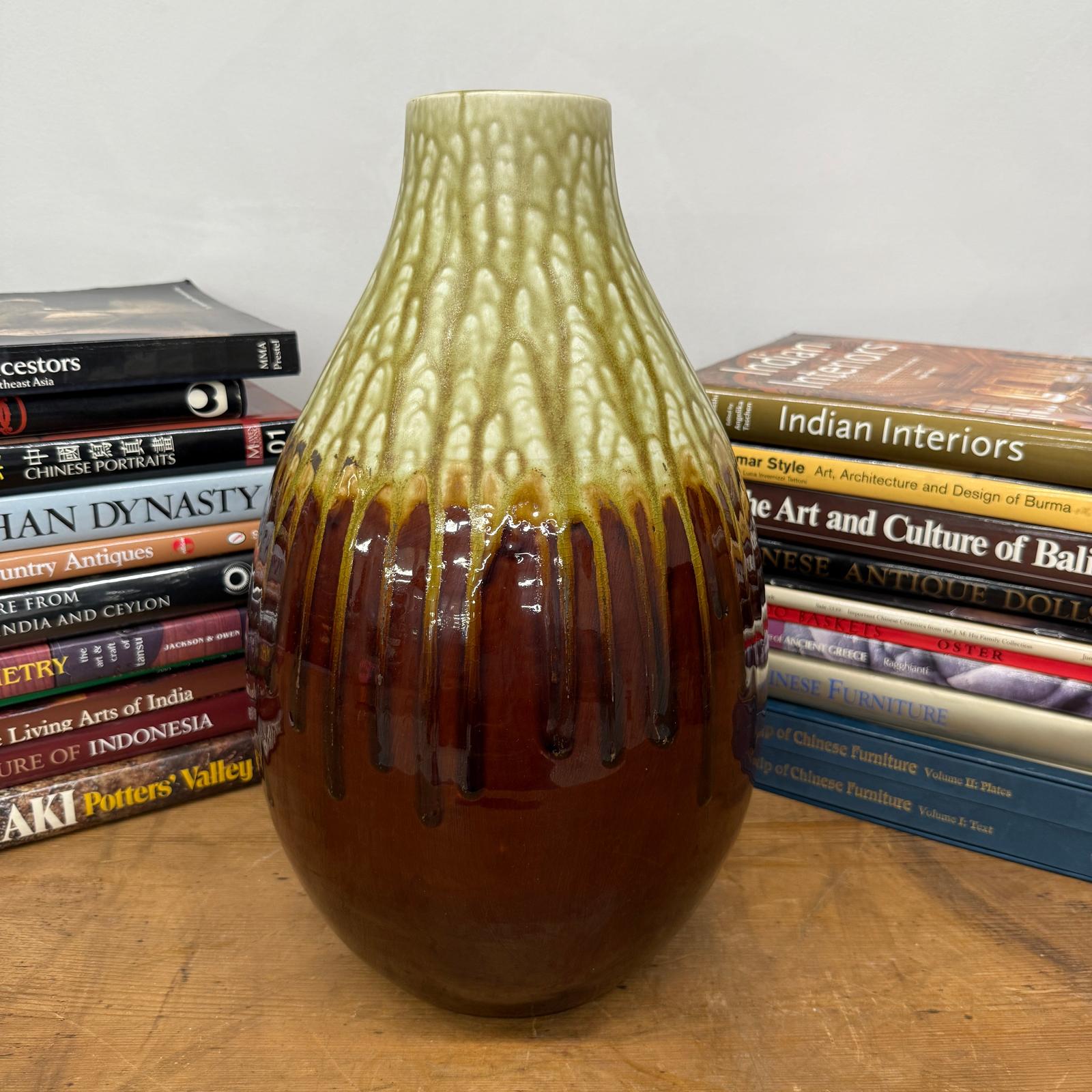 Amber Brown Vase with Cream and Gold Drip Glaze Finish, SKU , image 3