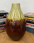 Amber Brown Vase with Cream and Gold Drip Glaze Finish, SKU , image 4