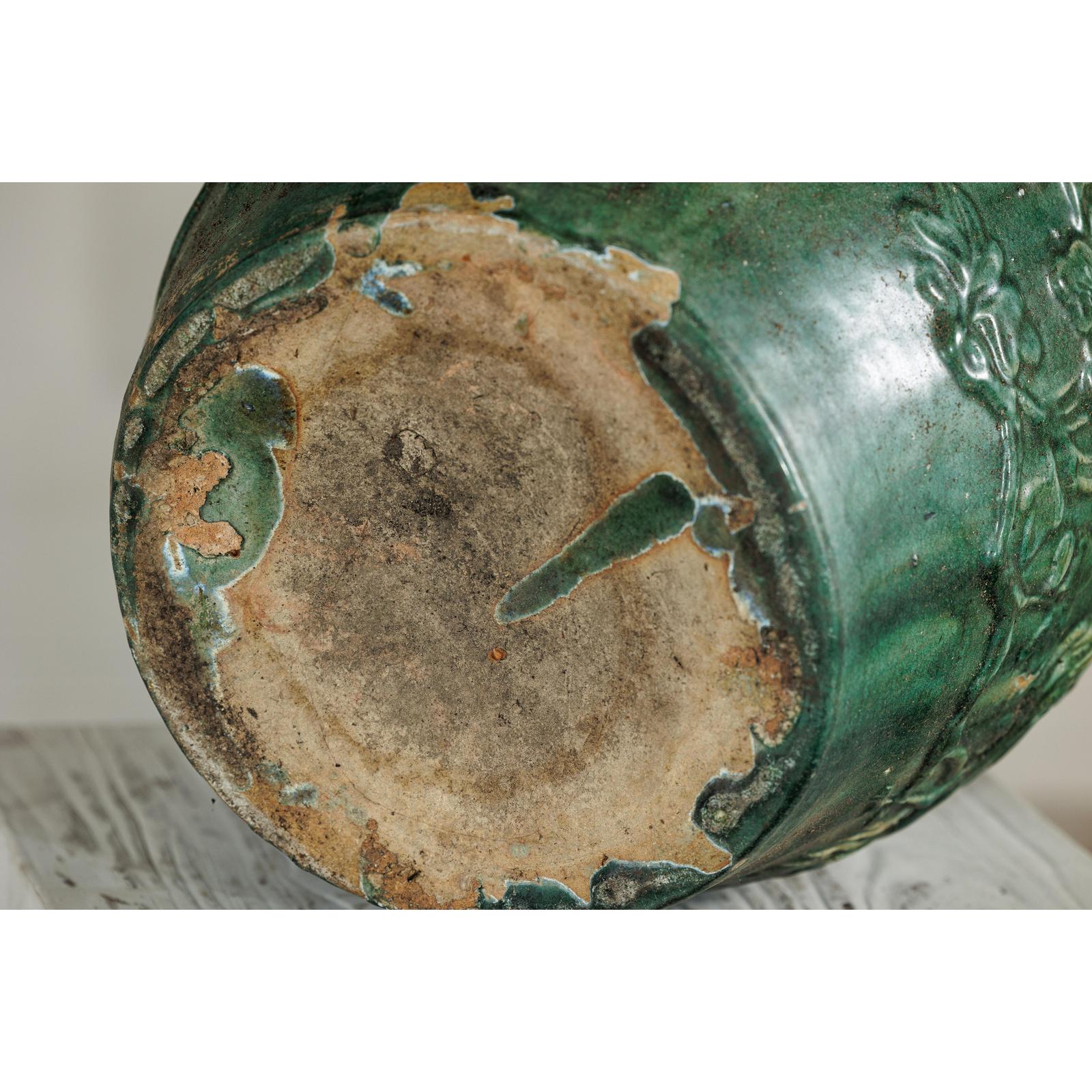 Antique Annamese Green-Glazed Planter with Scalloped Rim and Phoenix Motif-13. Asian &amp; Chinese Furniture, Art, Antiques, Vintage Home Décor for sale at FEA Home