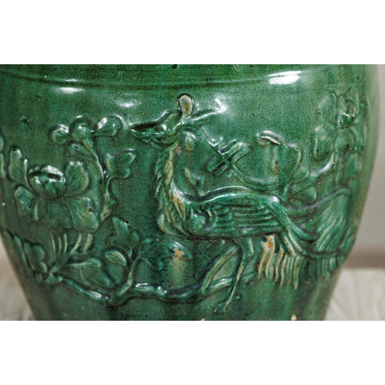 Antique Annamese Green-Glazed Planter with Scalloped Rim and Phoenix Motif-6. Asian &amp; Chinese Furniture, Art, Antiques, Vintage Home Décor for sale at FEA Home