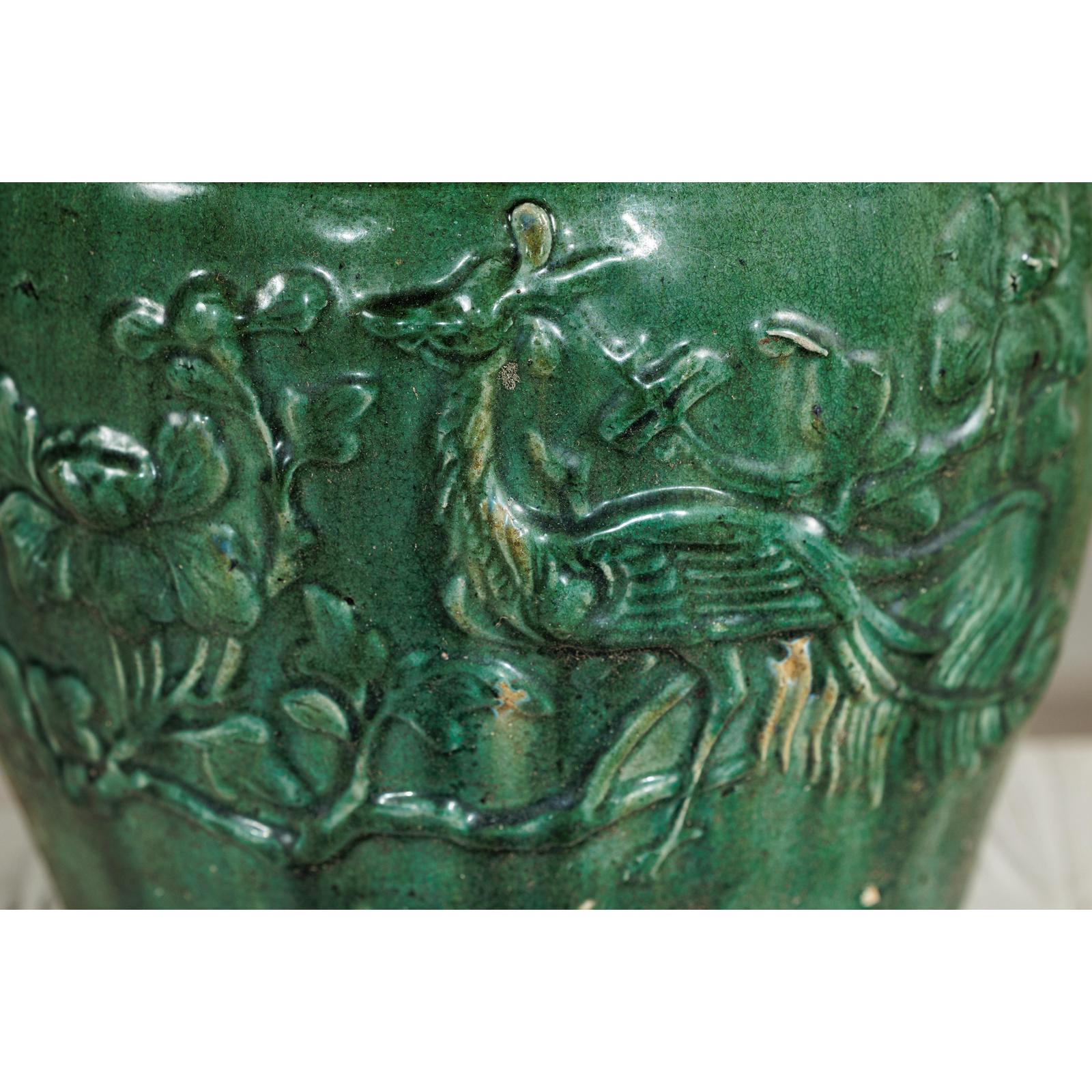 Antique Annamese Green-Glazed Planter with Scalloped Rim and Phoenix Motif-7. Asian &amp; Chinese Furniture, Art, Antiques, Vintage Home Décor for sale at FEA Home