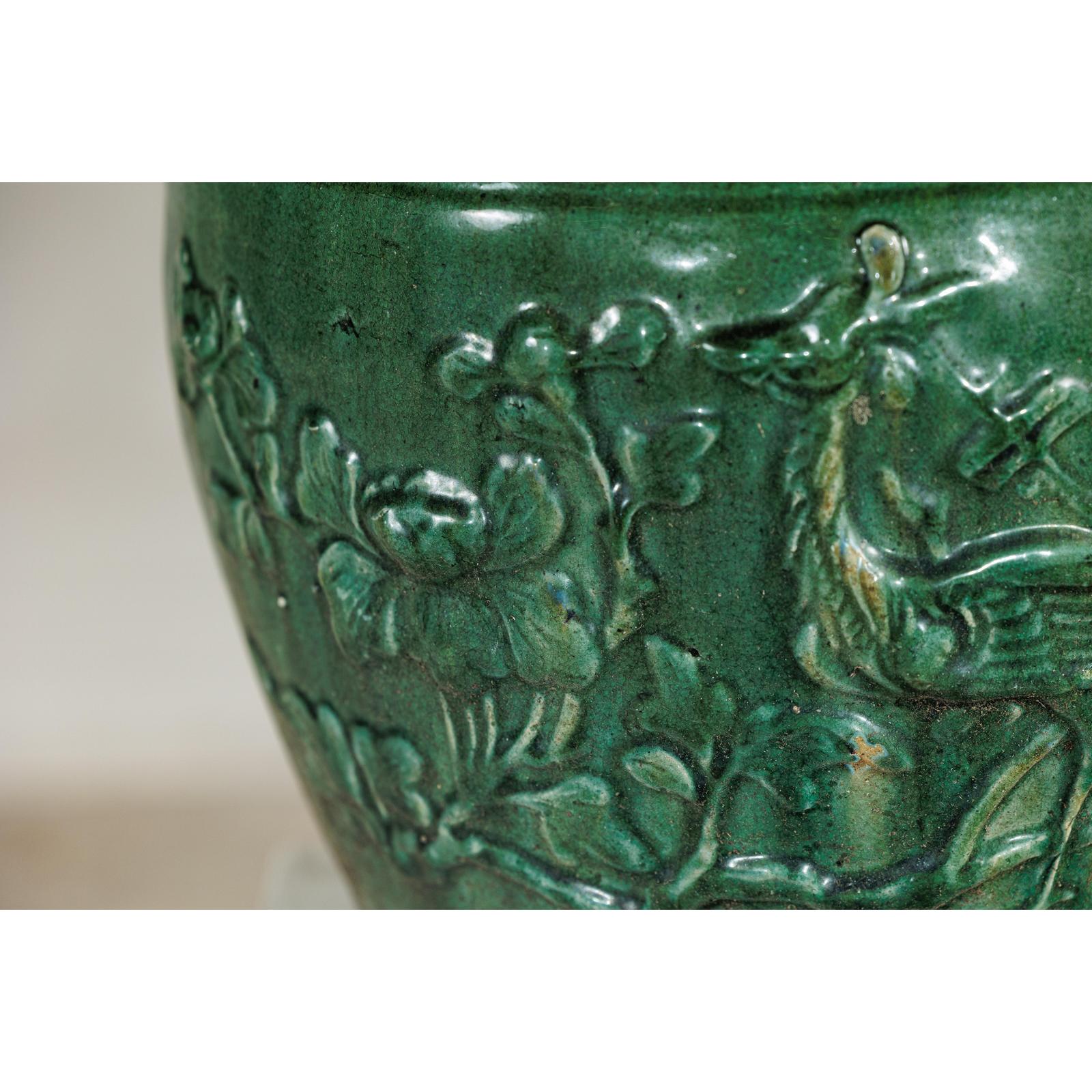 Antique Annamese Green-Glazed Planter with Scalloped Rim and Phoenix Motif-8. Asian &amp; Chinese Furniture, Art, Antiques, Vintage Home Décor for sale at FEA Home