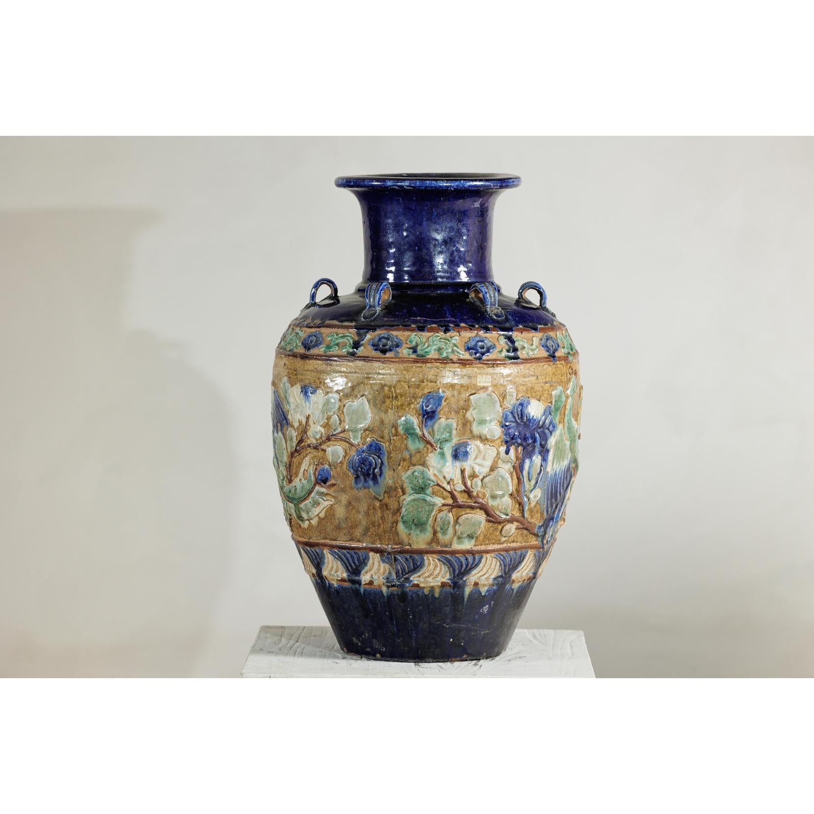 Antique Annamese Water Jar with Phoenix &amp; Floral Decor - image 11