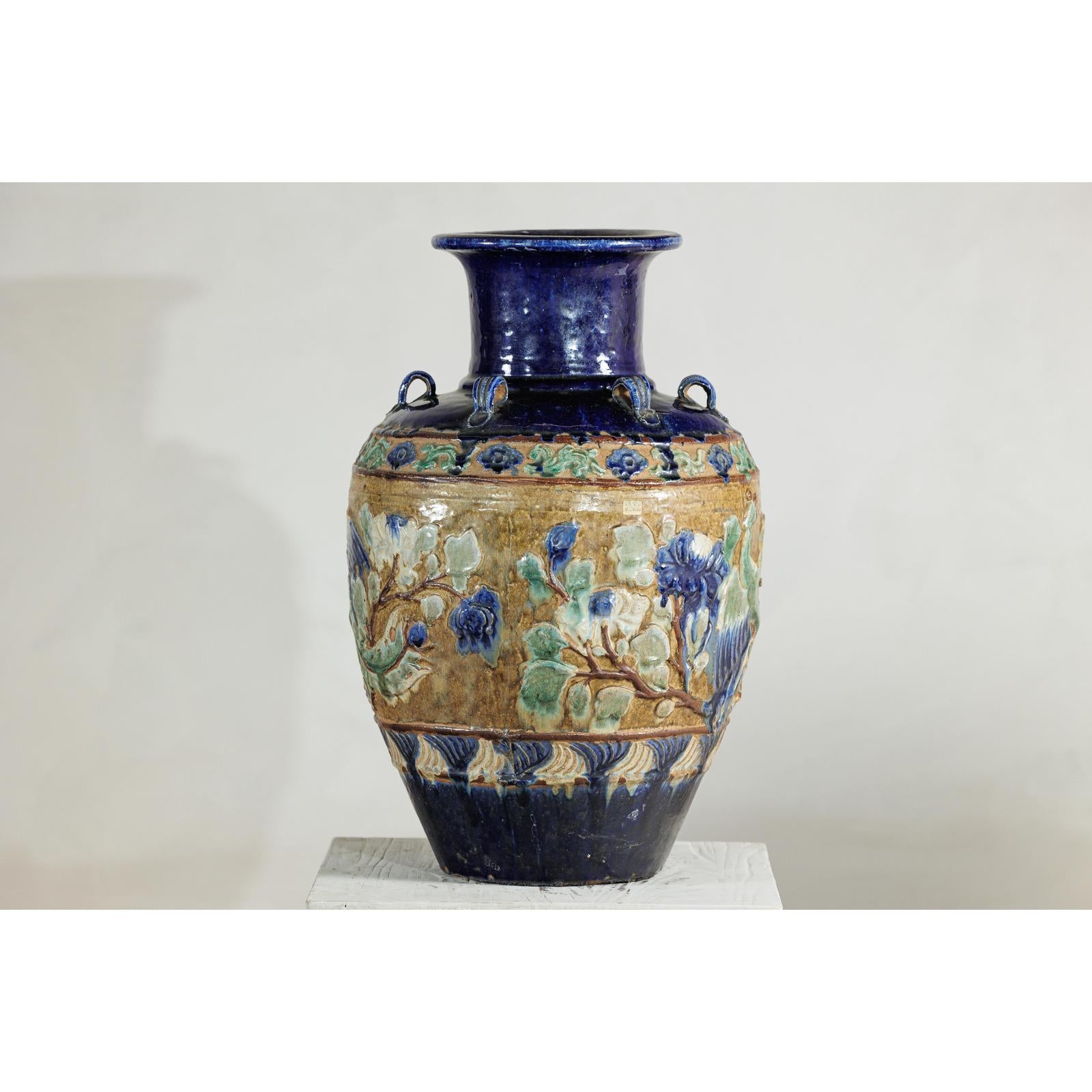 Antique Annamese Water Jar with Phoenix &amp; Floral Decor - image 12