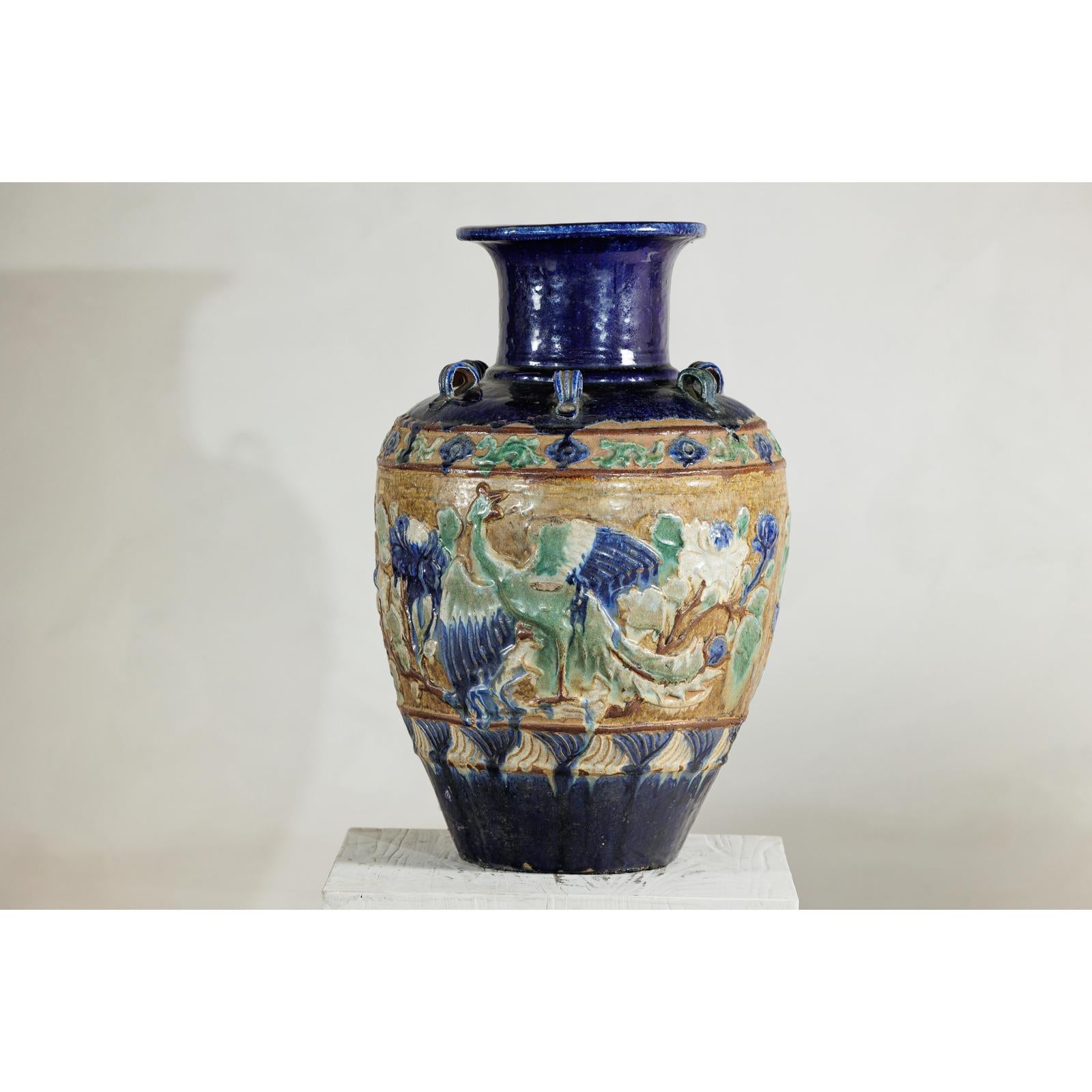Antique Annamese Water Jar with Phoenix &amp; Floral Decor - image 13