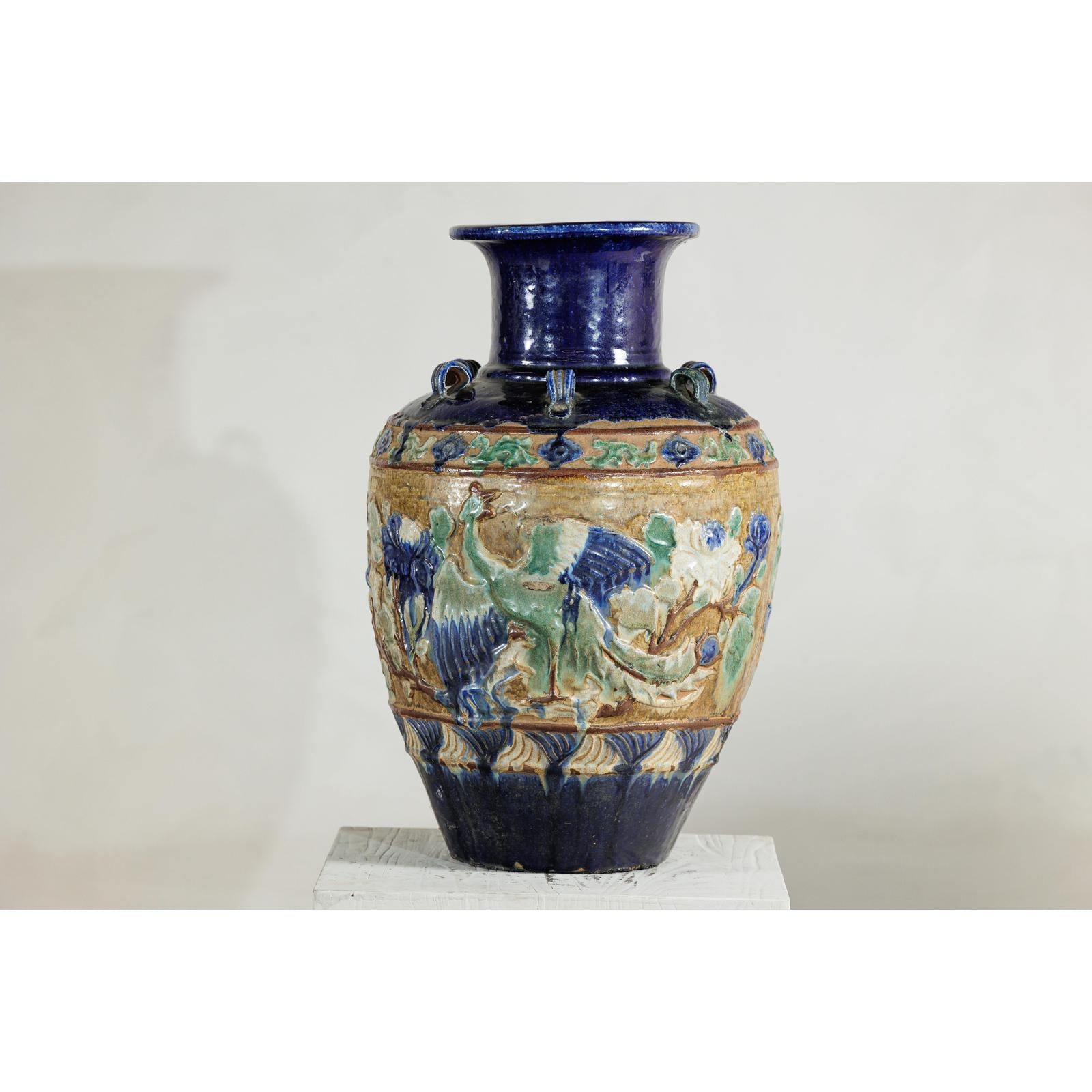 Antique Annamese Water Jar with Phoenix &amp; Floral Decor - image 14