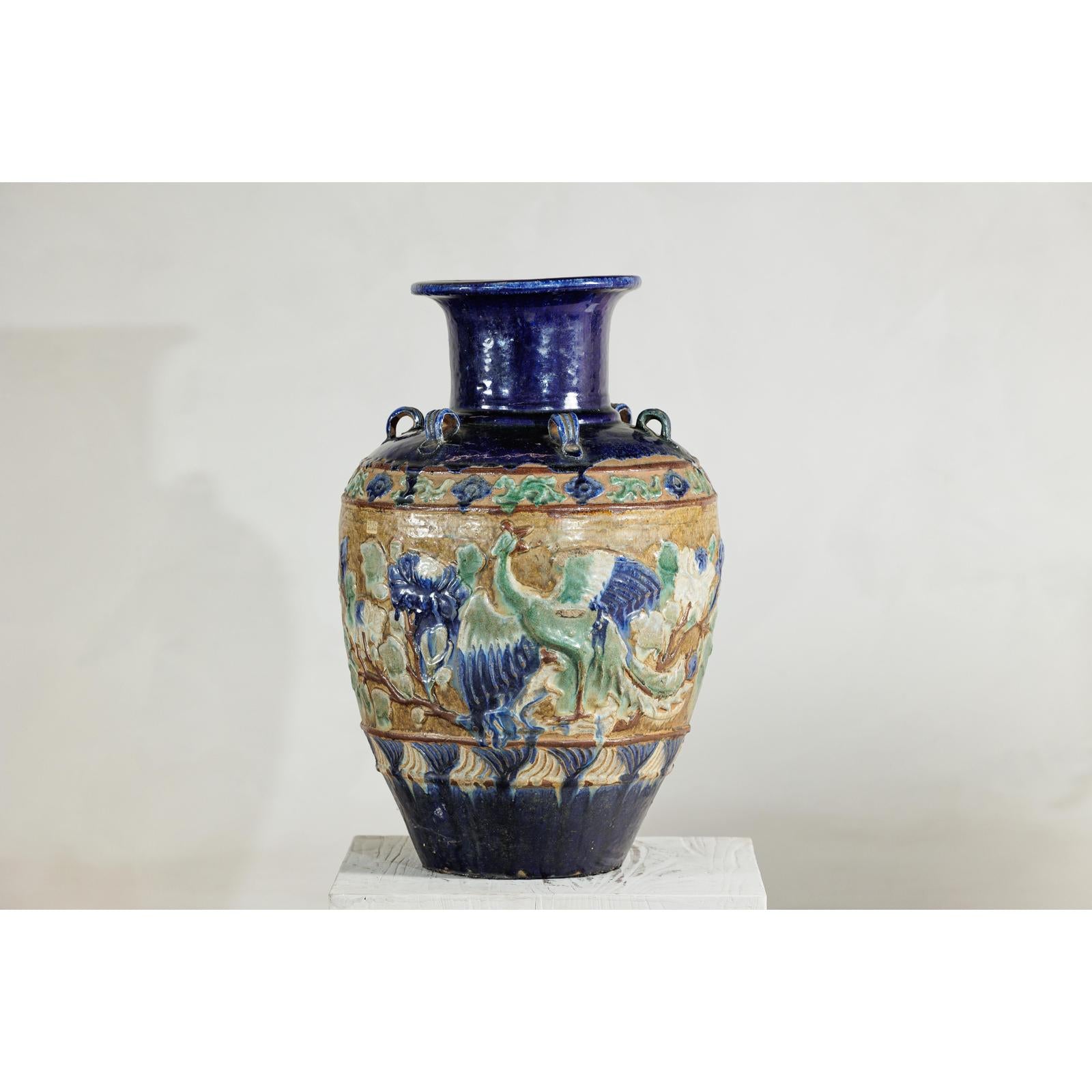 Antique Annamese Water Jar with Phoenix &amp; Floral Decor - image 5
