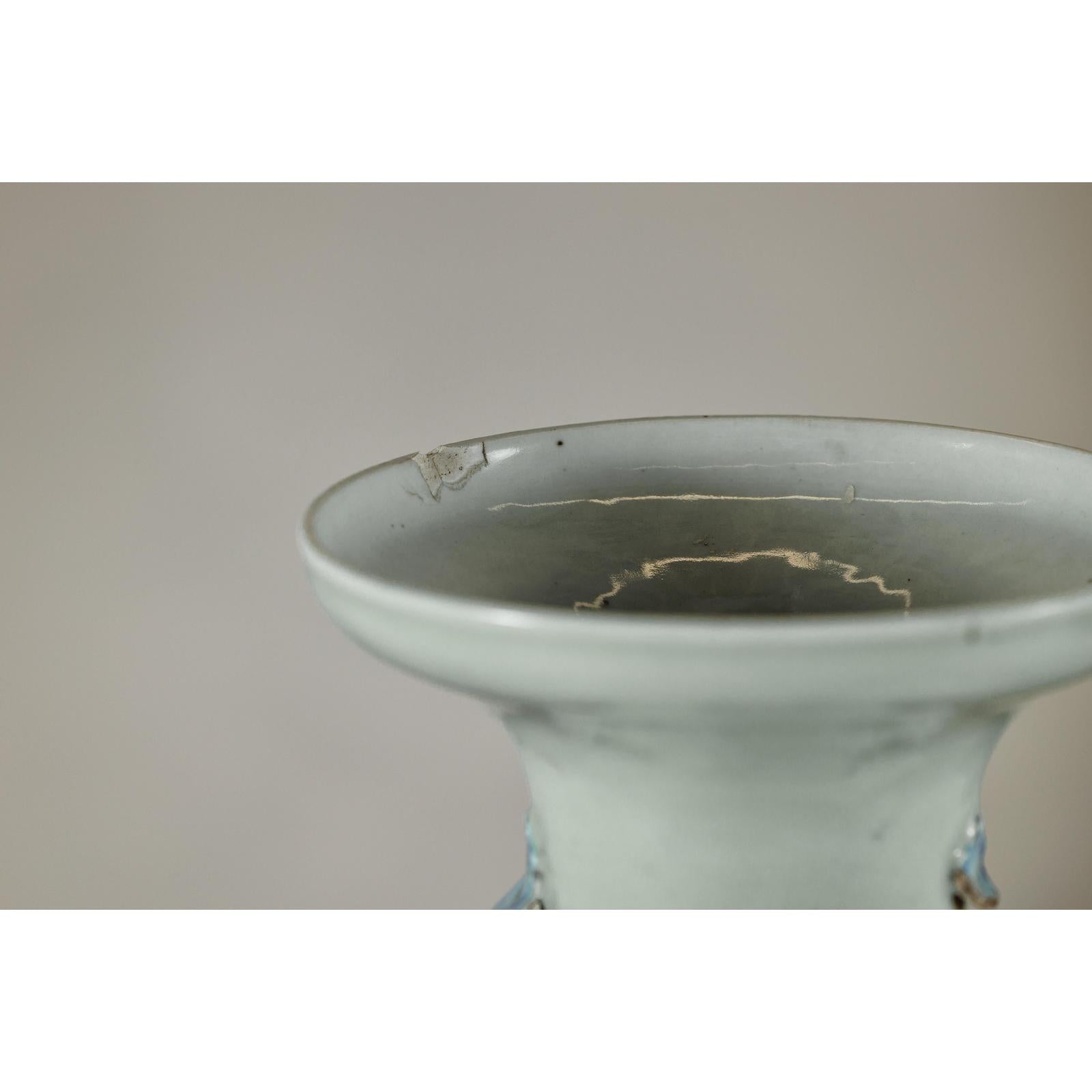 Antique Blue and White Vase with Soft Green Ground and Figural Scene-15. Asian &amp; Chinese Furniture, Art, Antiques, Vintage Home Décor for sale at FEA Home