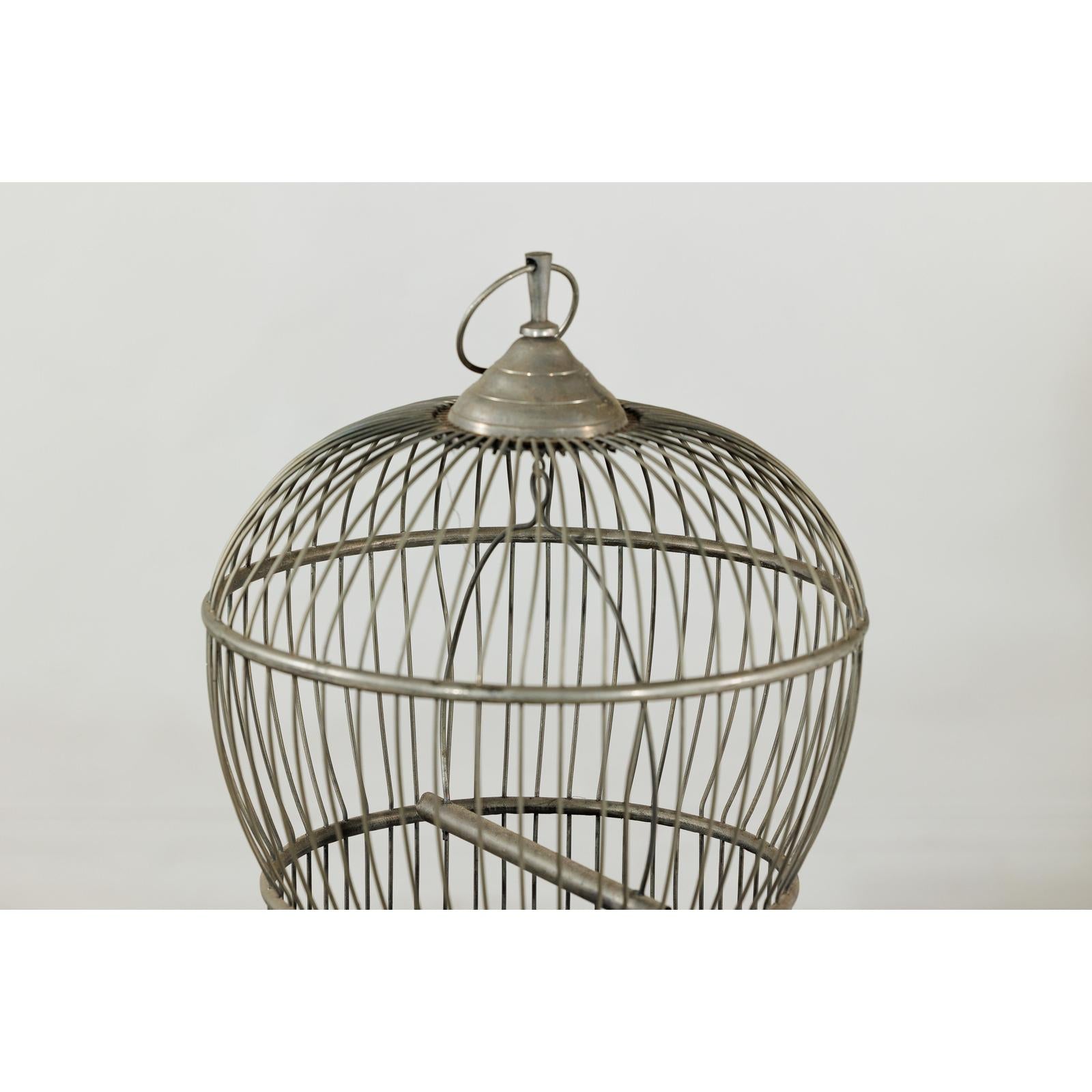 Antique Brass Bird Cage with Montgolfière Form, Pierced Feet-5. Asian &amp; Chinese Furniture, Art, Antiques, Vintage Home Décor for sale at FEA Home