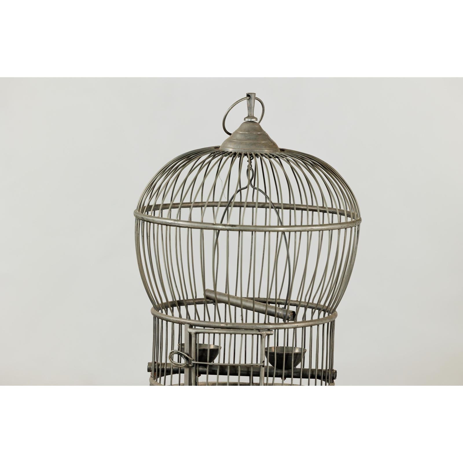 Antique Brass Bird Cage with Montgolfière Form, Pierced Feet-8. Asian &amp; Chinese Furniture, Art, Antiques, Vintage Home Décor for sale at FEA Home