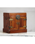 Antique Brown Lacquered Dressing Case Jewelry Box with Brass Hardware-2. Asian & Chinese Furniture, Art, Antiques, Vintage Home Décor for sale at FEA Home