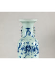 Antique Chinese Blue & White Vase with Scenes and Celadon Glaze