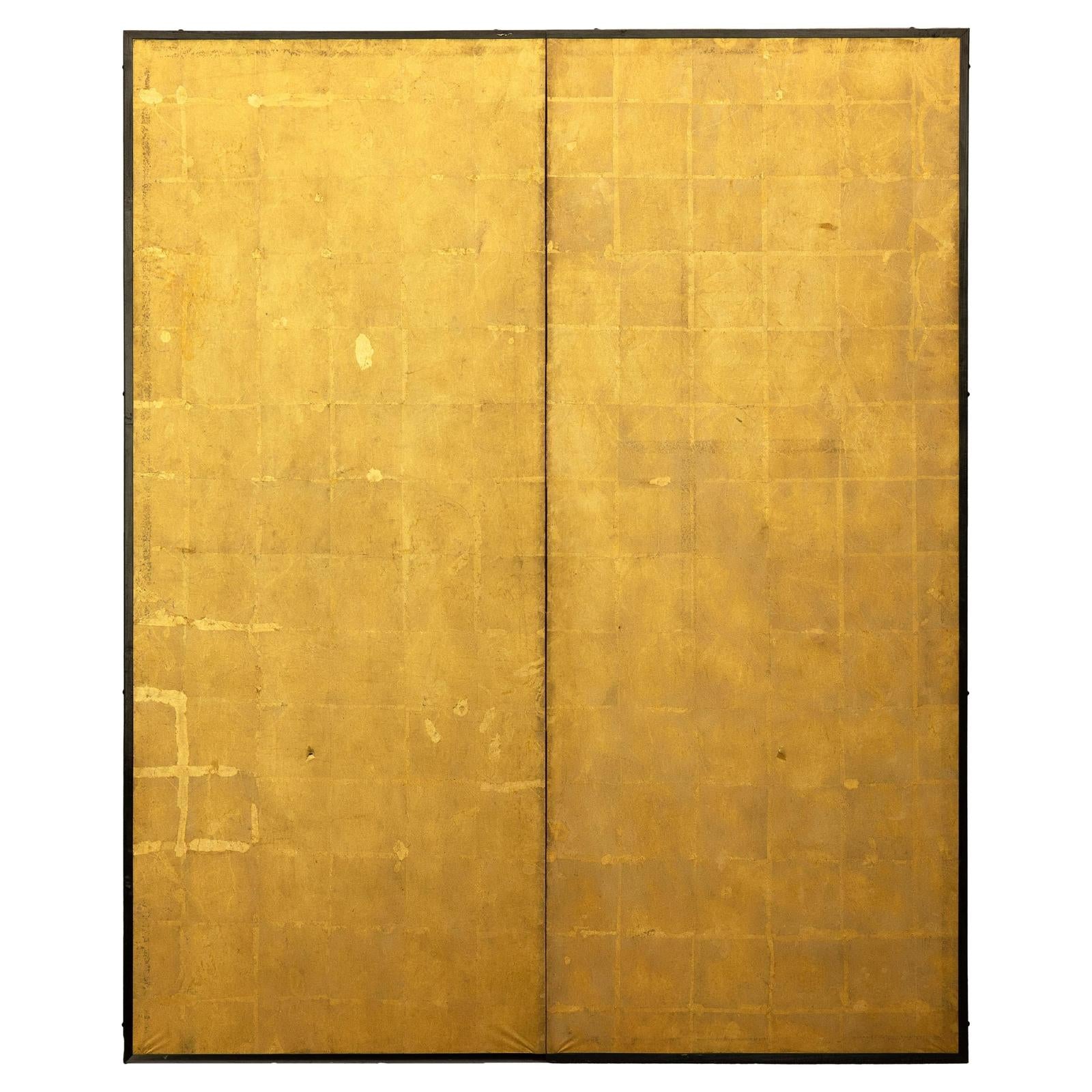 Antique Early 20th-Century Two-Panel Gold-Leaf Byōbu Screen-1. Asian & Chinese Furniture, Art, Antiques, Vintage Home Décor for sale at FEA Home