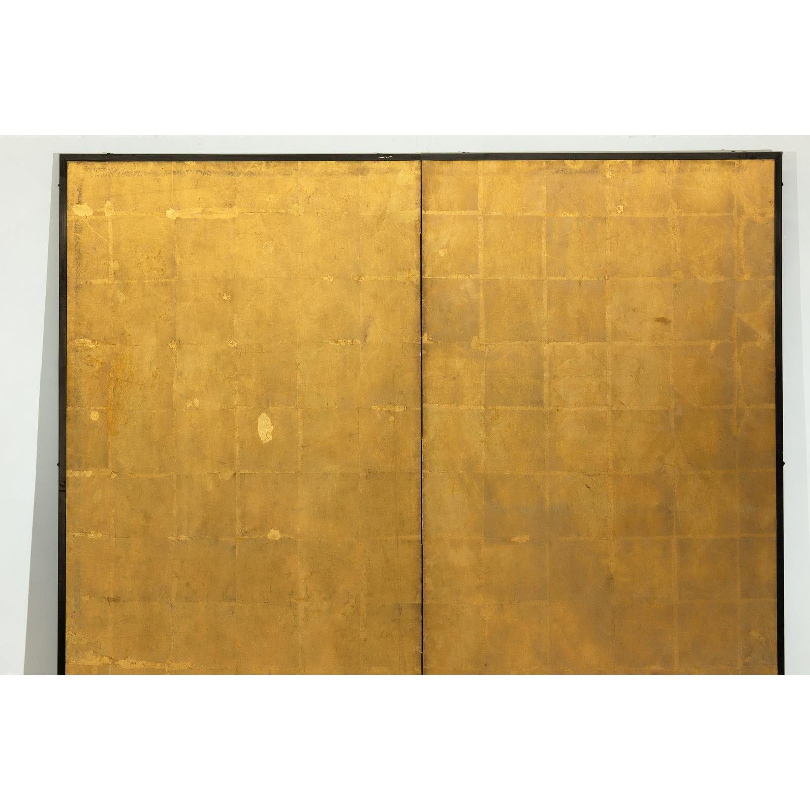 Antique Early 20th-Century Two-Panel Gold-Leaf Byōbu Screen-10. Asian &amp; Chinese Furniture, Art, Antiques, Vintage Home Décor for sale at FEA Home