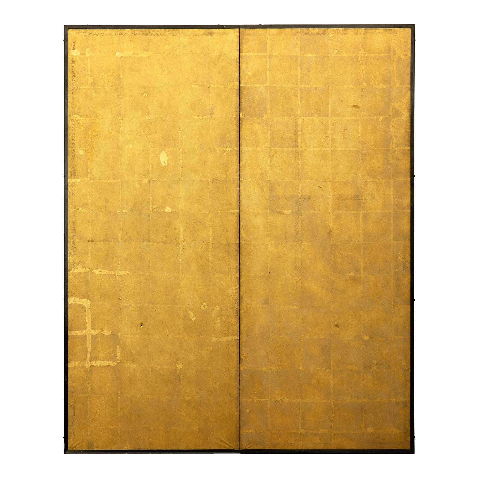 Antique Early 20th-Century Two-Panel Gold-Leaf Byōbu Screen-18. Asian &amp; Chinese Furniture, Art, Antiques, Vintage Home Décor for sale at FEA Home