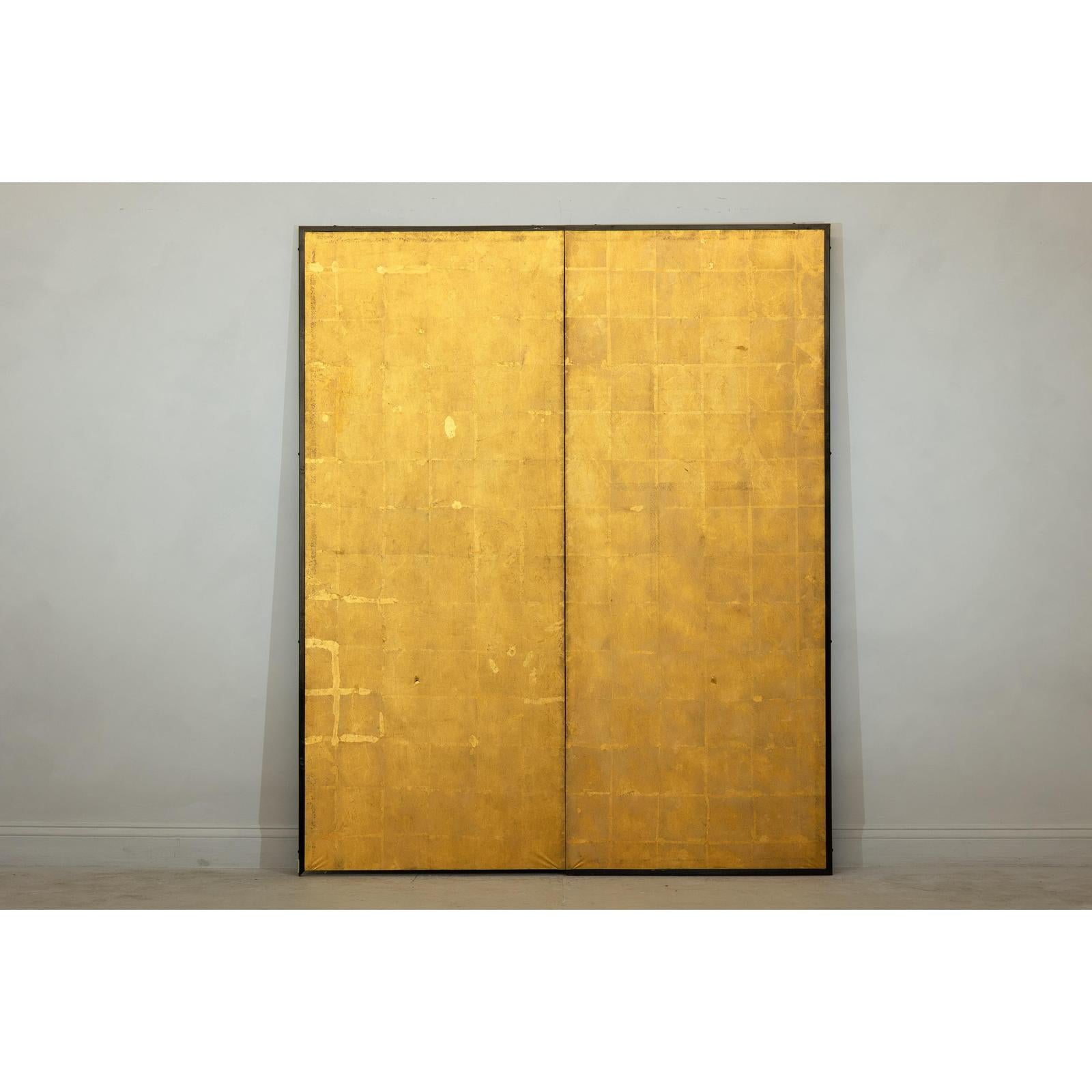 Antique Early 20th-Century Two-Panel Gold-Leaf Byōbu Screen-2. Asian & Chinese Furniture, Art, Antiques, Vintage Home Décor for sale at FEA Home