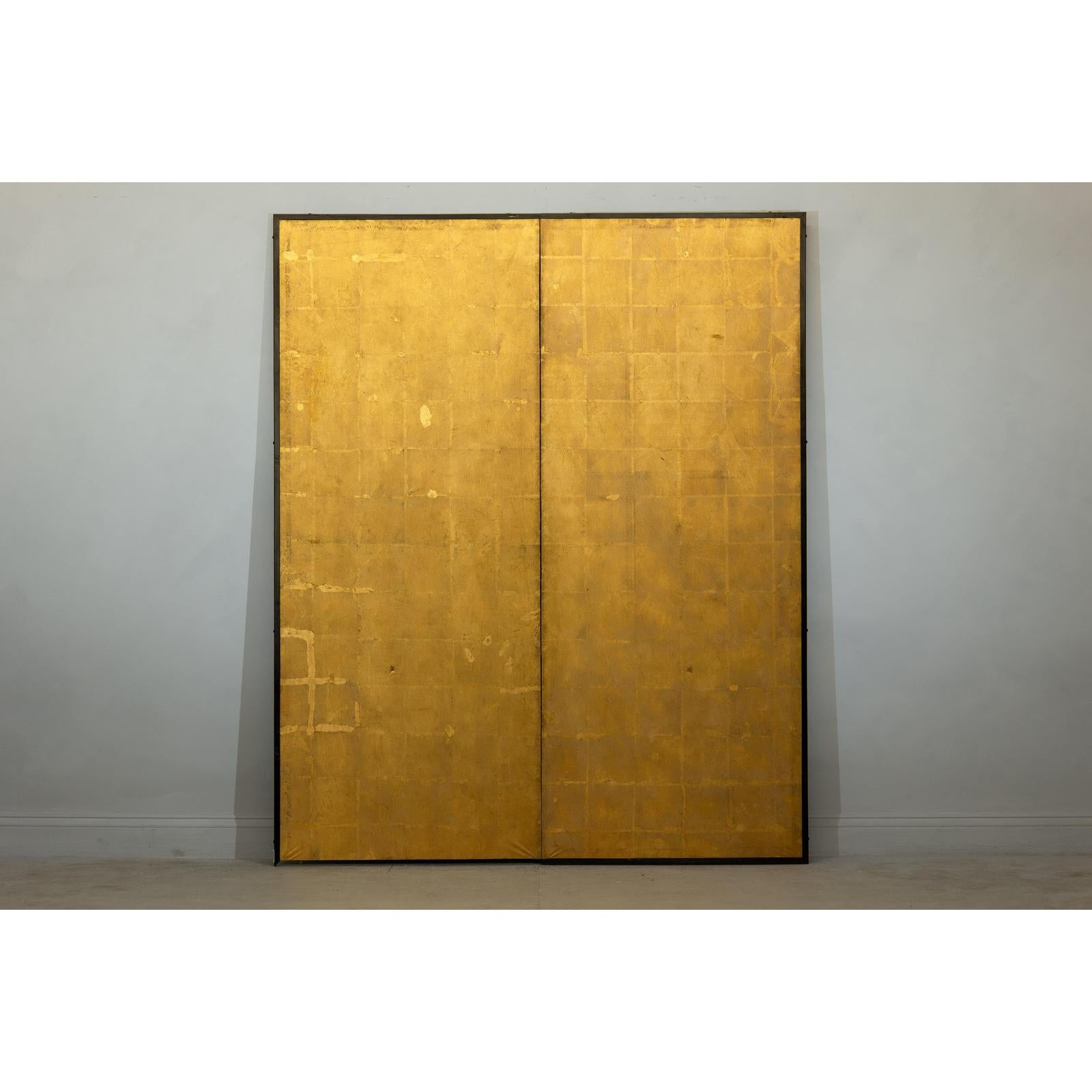 Antique Early 20th-Century Two-Panel Gold-Leaf Byōbu Screen-3. Asian &amp; Chinese Furniture, Art, Antiques, Vintage Home Décor for sale at FEA Home