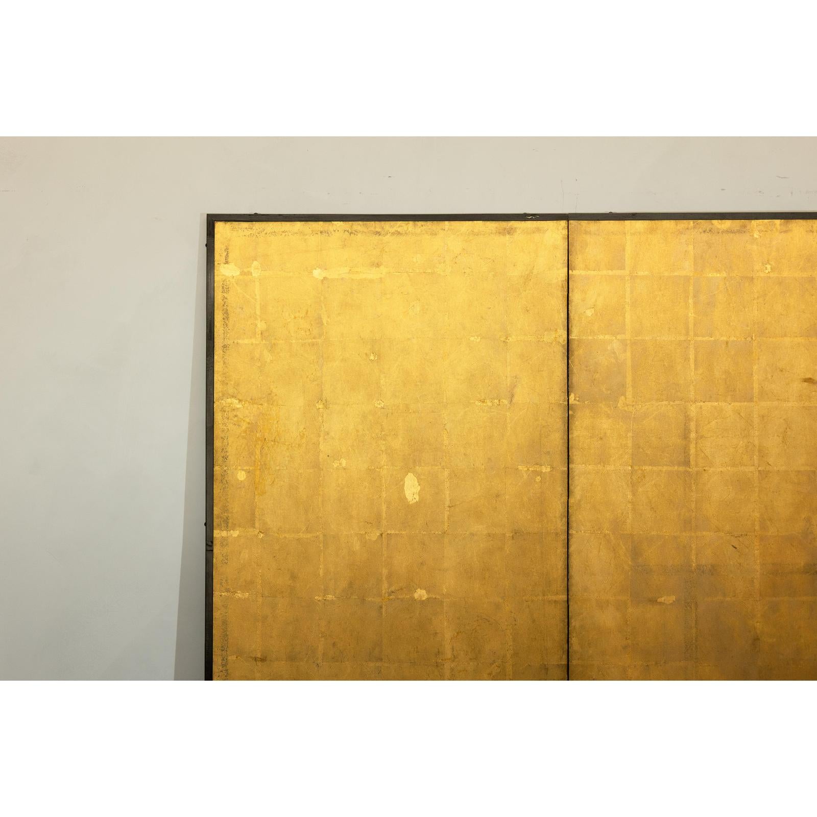 Antique Early 20th-Century Two-Panel Gold-Leaf Byōbu Screen-4. Asian &amp; Chinese Furniture, Art, Antiques, Vintage Home Décor for sale at FEA Home