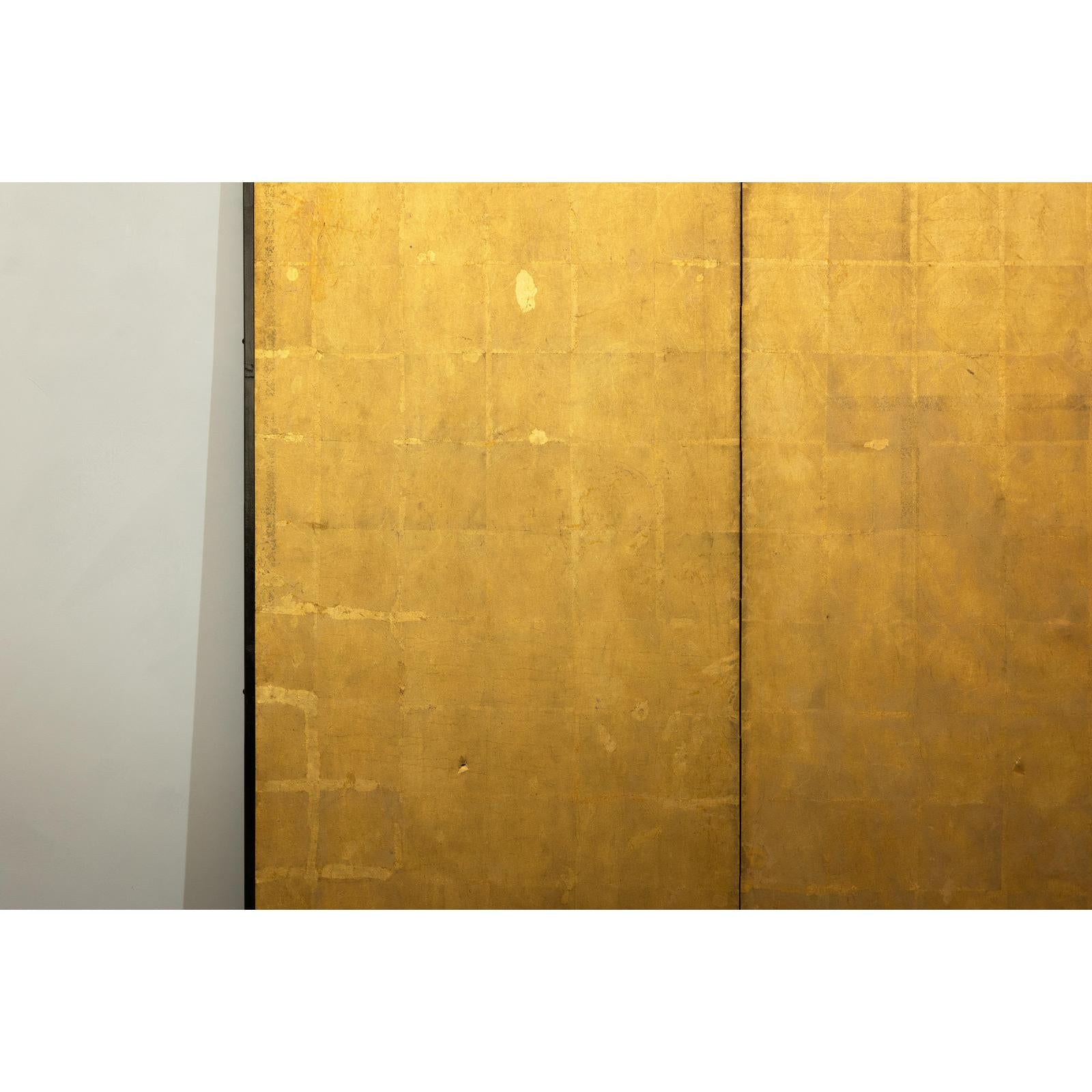 Antique Early 20th-Century Two-Panel Gold-Leaf Byōbu Screen-6. Asian &amp; Chinese Furniture, Art, Antiques, Vintage Home Décor for sale at FEA Home