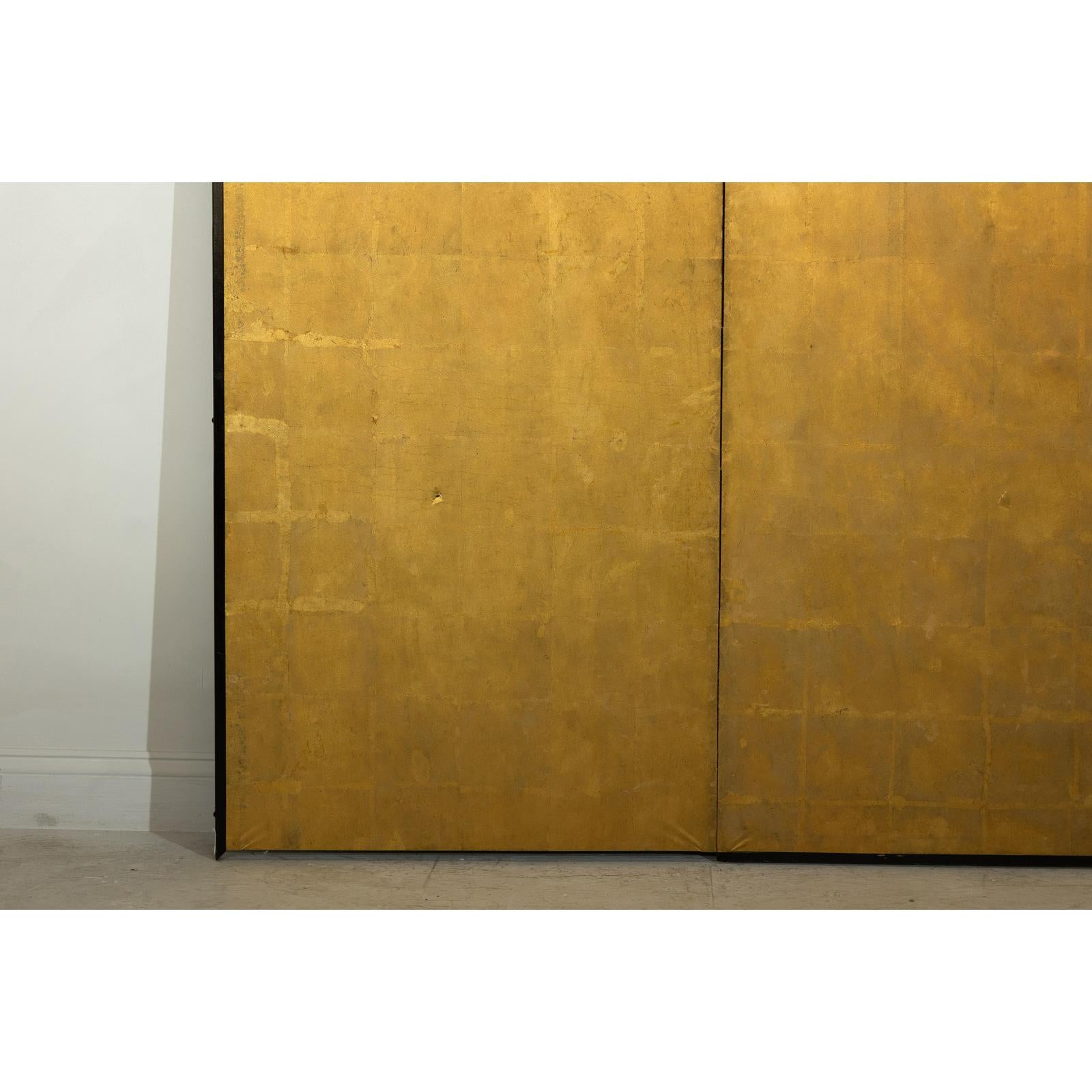 Antique Early 20th-Century Two-Panel Gold-Leaf Byōbu Screen-7. Asian &amp; Chinese Furniture, Art, Antiques, Vintage Home Décor for sale at FEA Home