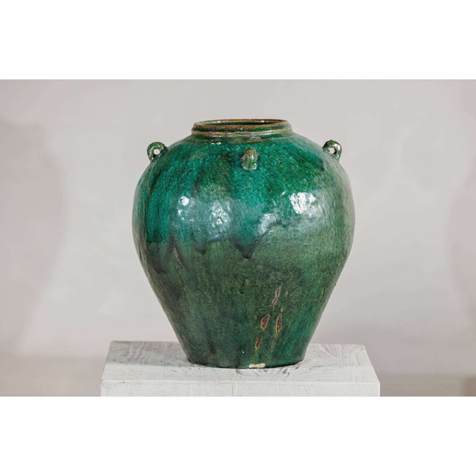 Antique Green Thai Water Jar Planter with Loop Handles - image 15