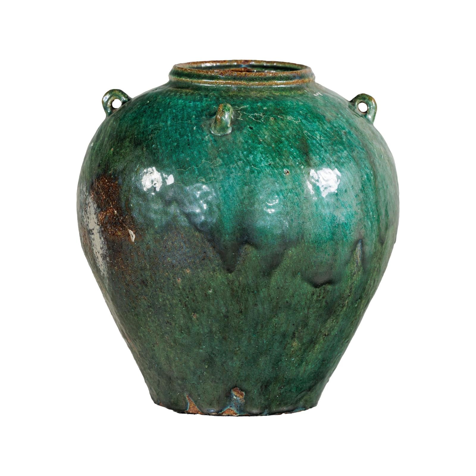 Antique Green Thai Water Jar Planter with Loop Handles - image 16