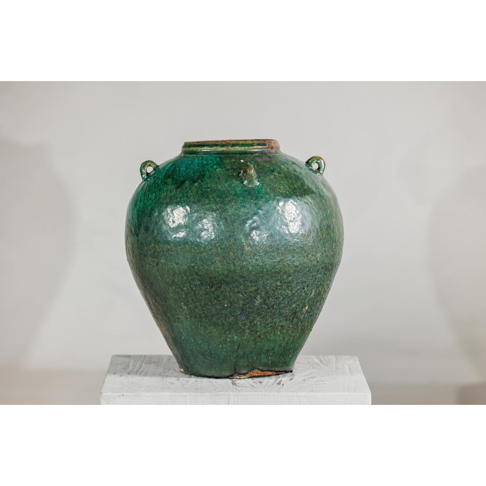 Antique Green Thai Water Jar Planter with Loop Handles - image 6