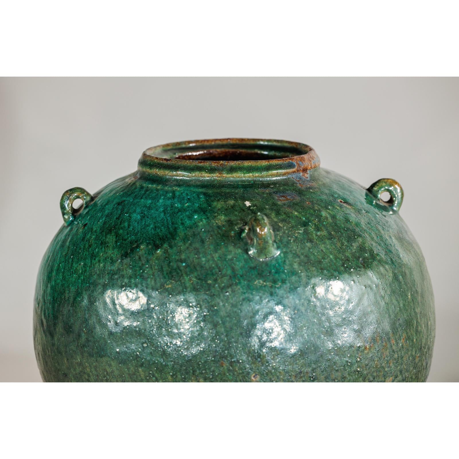 Antique Green Thai Water Jar Planter with Loop Handles - image 7