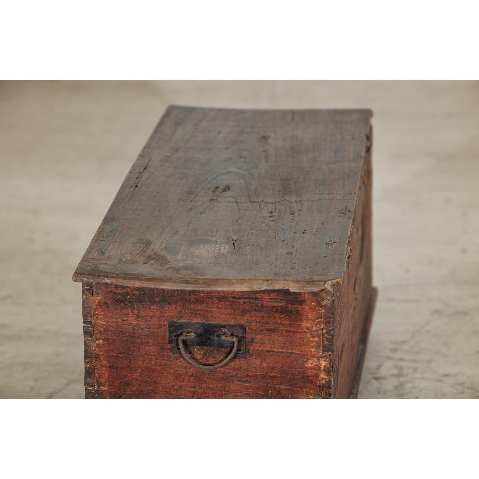 Antique Painted Chest with Hinged Lid, Traces of Original Mirrors-9. Asian &amp; Chinese Furniture, Art, Antiques, Vintage Home Décor for sale at FEA Home