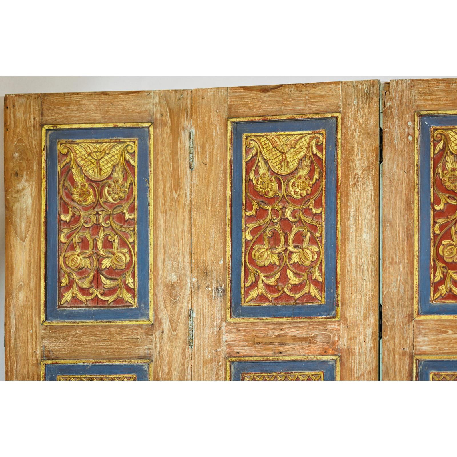 Antique Six-Panel Carved Wooden Screen with Calligraphic Inscriptions-13. Asian &amp; Chinese Furniture, Art, Antiques, Vintage Home Décor for sale at FEA Home
