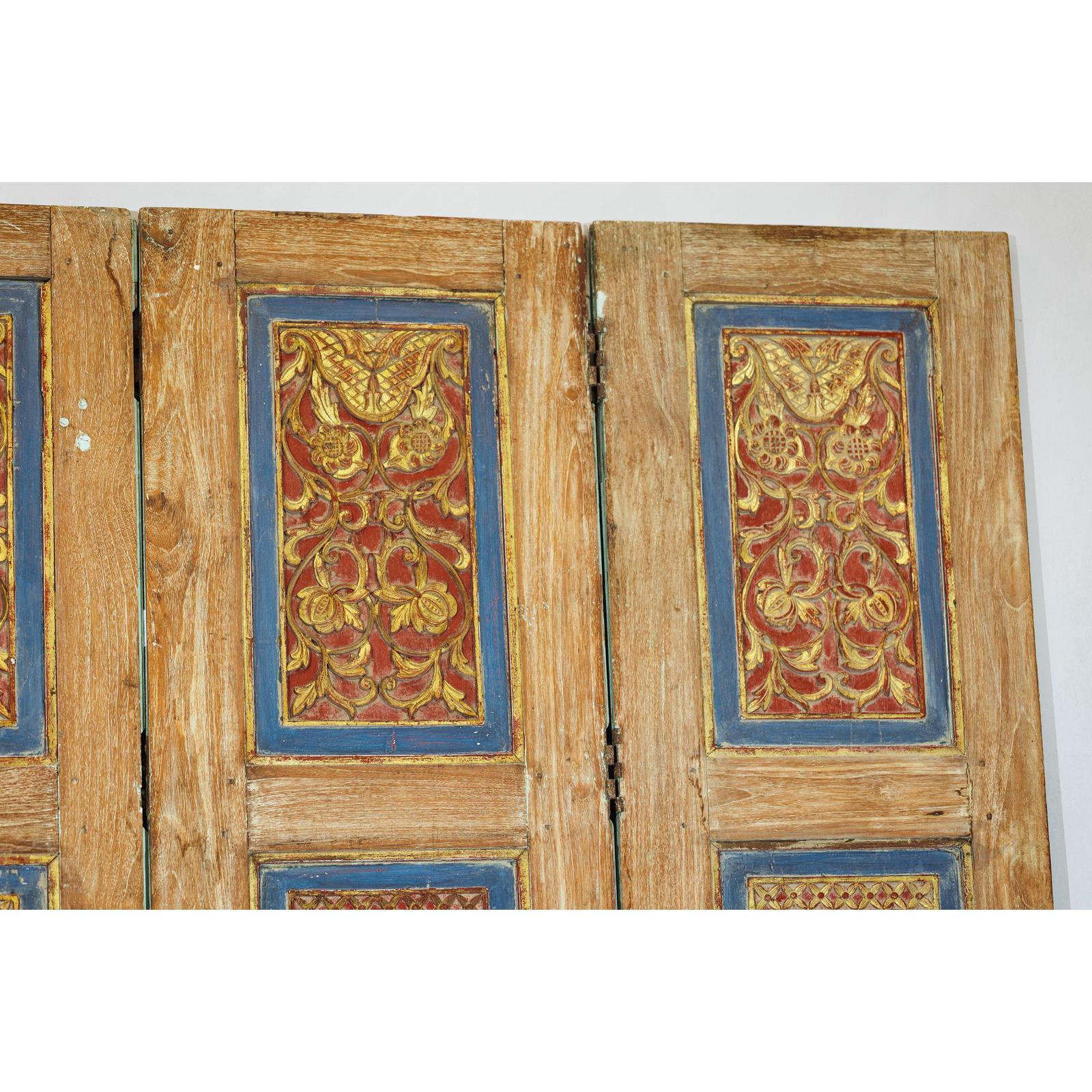 Antique Six-Panel Carved Wooden Screen with Calligraphic Inscriptions-14. Asian &amp; Chinese Furniture, Art, Antiques, Vintage Home Décor for sale at FEA Home