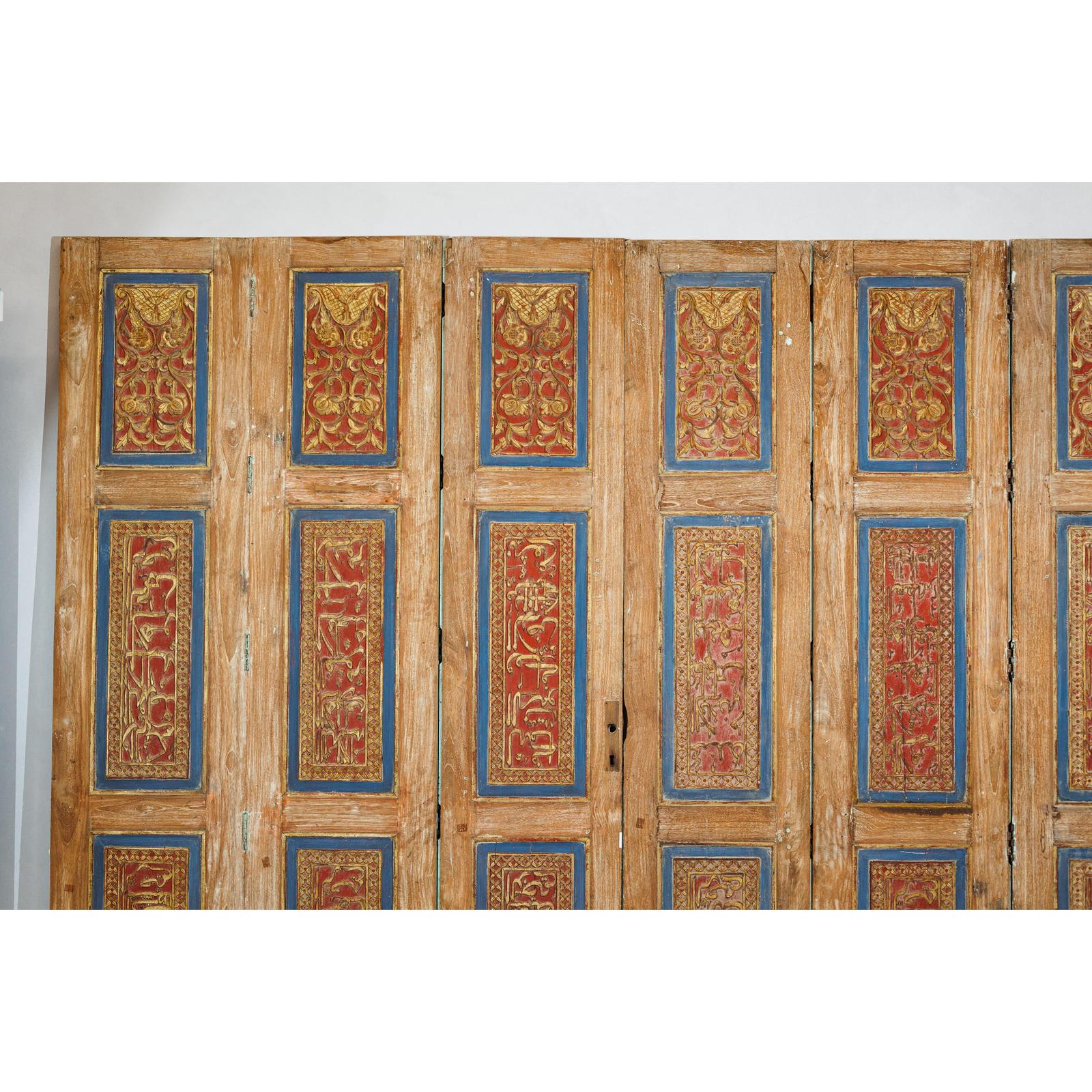 Antique Six-Panel Carved Wooden Screen with Calligraphic Inscriptions-3. Asian &amp; Chinese Furniture, Art, Antiques, Vintage Home Décor for sale at FEA Home