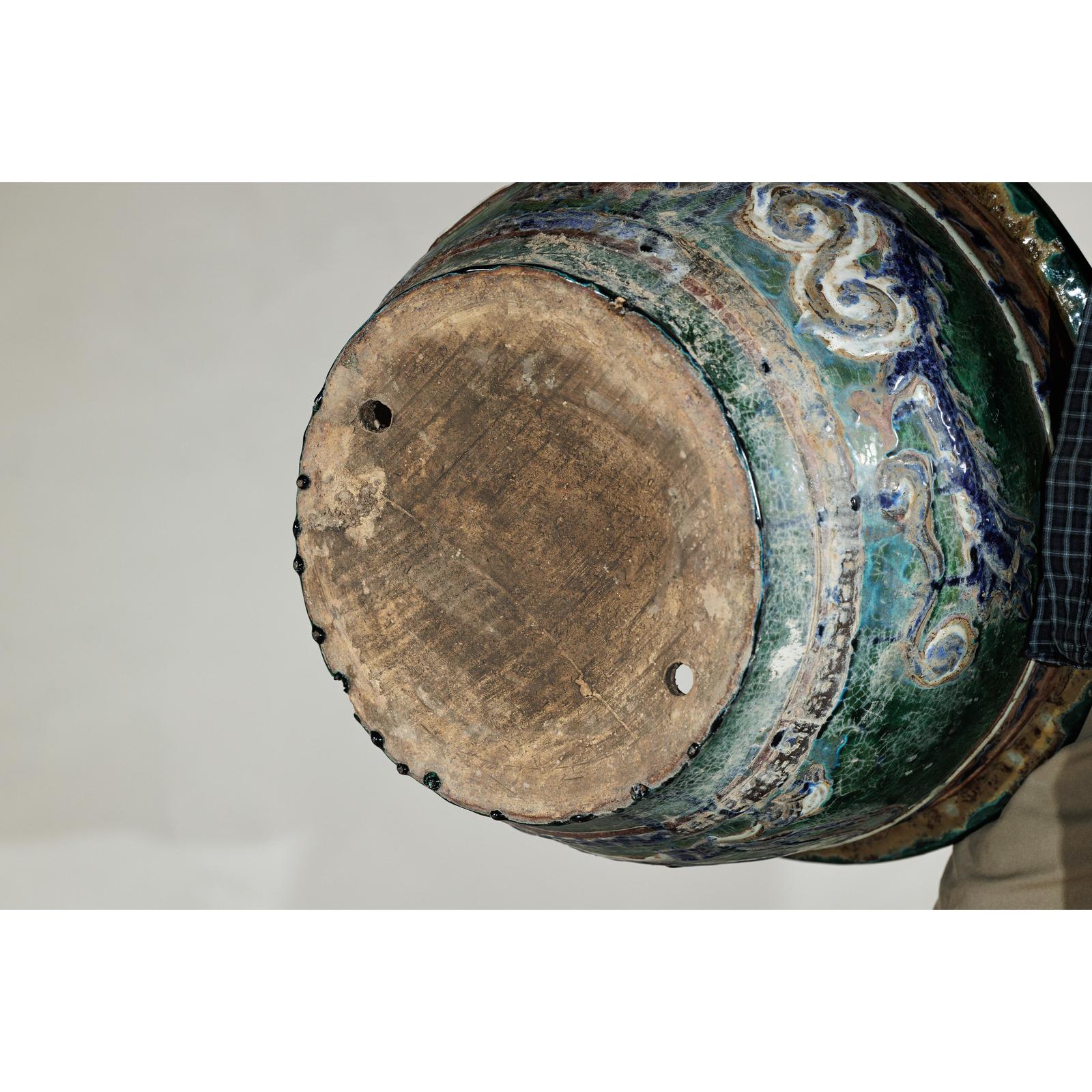 Antique Vietnamese Glazed Ceramic Plante, Green &amp; Blue Dragon Motifs-10. Asian &amp; Chinese Furniture, Art, Antiques, Vintage Home Décor for sale at FEA Home