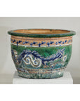 Antique Vietnamese Glazed Ceramic Plante, Green & Blue Dragon Motifs-4. Asian & Chinese Furniture, Art, Antiques, Vintage Home Décor for sale at FEA Home