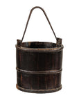 Antique Wooden Water Bucket with Iron Handle and Dark Patina-1. Asian & Chinese Furniture, Art, Antiques, Vintage Home Décor for sale at FEA Home