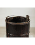 Antique Wooden Water Bucket with Iron Handle and Dark Patina-5. Asian & Chinese Furniture, Art, Antiques, Vintage Home Décor for sale at FEA Home
