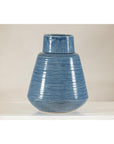 Artisan Blue-Glazed Ceramic Vase with Tapering Form