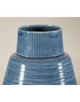 Artisan Blue-Glazed Ceramic Vase with Tapering Form