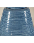 Artisan Blue-Glazed Ceramic Vase with Tapering Form