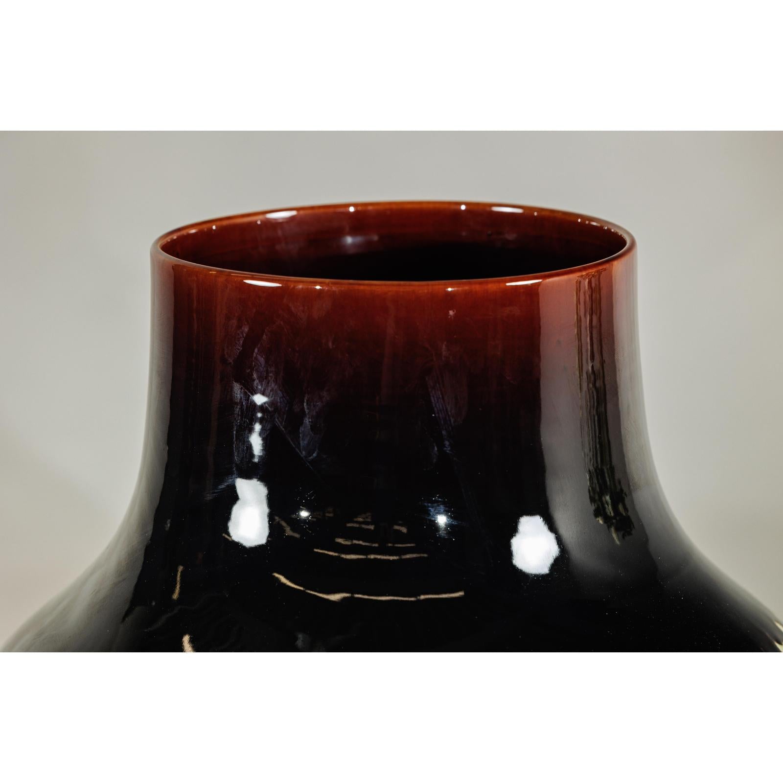 Artisan Ceramic Vase with Two-Tone Glaze and Wide Mouth Opening-11. Asian &amp; Chinese Furniture, Art, Antiques, Vintage Home Décor for sale at FEA Home