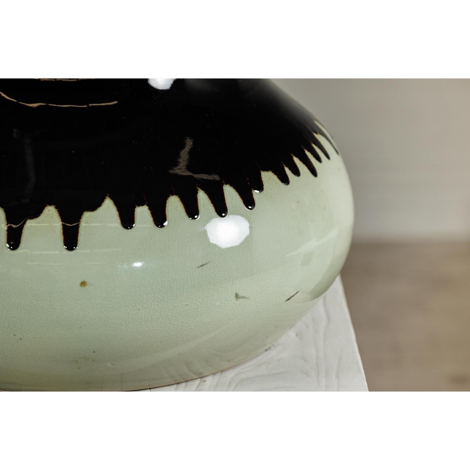 Artisan Ceramic Vase with Two-Tone Glaze and Wide Mouth Opening-14. Asian &amp; Chinese Furniture, Art, Antiques, Vintage Home Décor for sale at FEA Home
