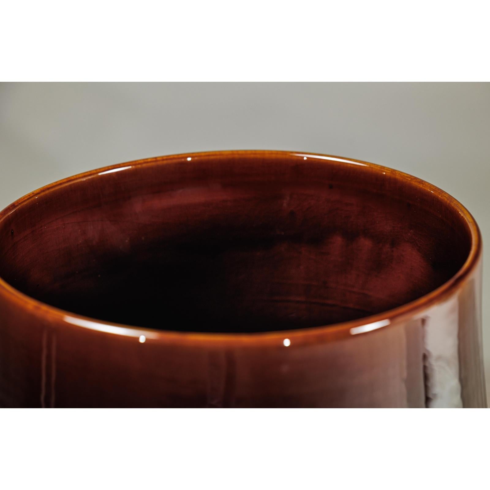 Artisan Ceramic Vase with Two-Tone Glaze and Wide Mouth Opening-15. Asian &amp; Chinese Furniture, Art, Antiques, Vintage Home Décor for sale at FEA Home