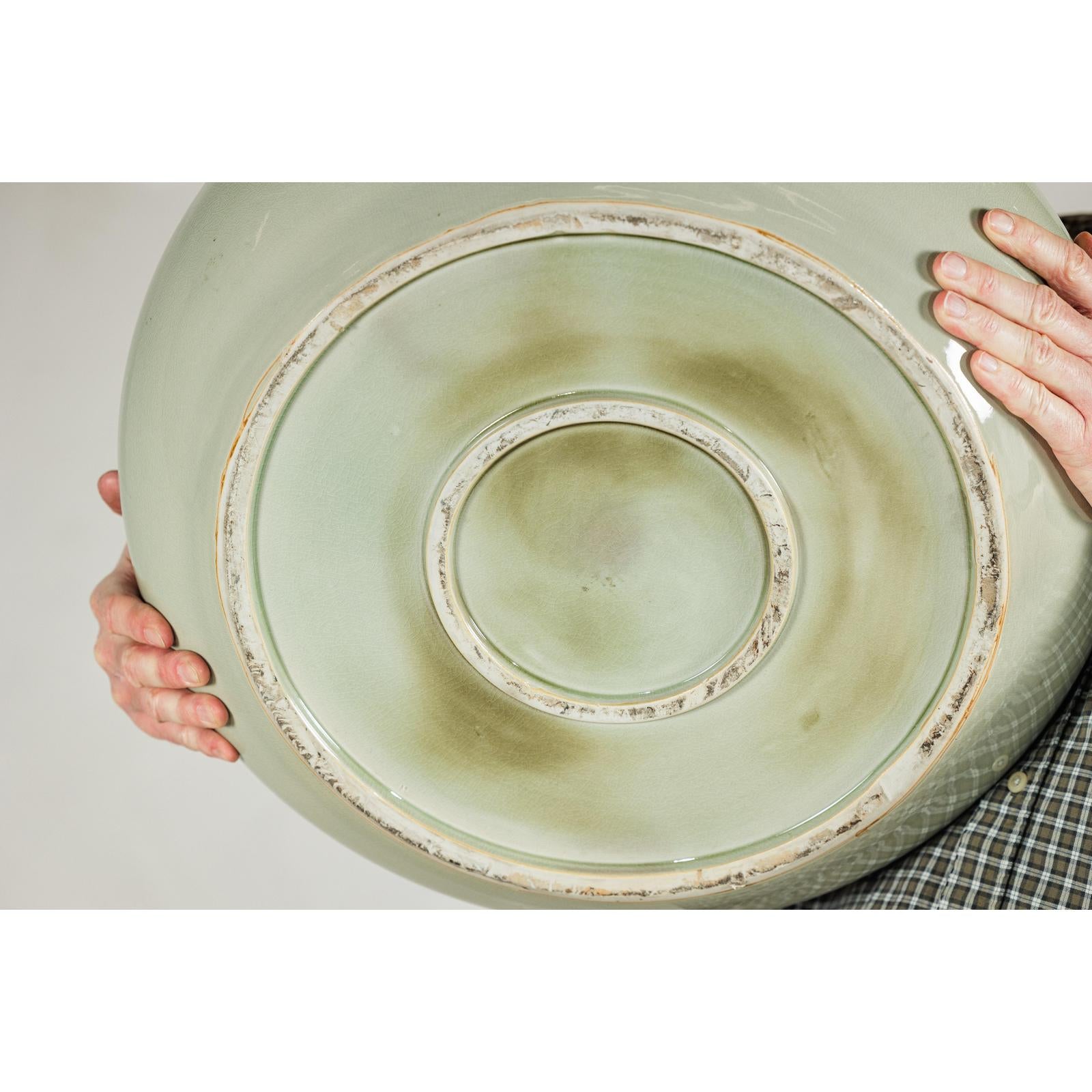 Artisan Ceramic Vase with Two-Tone Glaze and Wide Mouth Opening-16. Asian &amp; Chinese Furniture, Art, Antiques, Vintage Home Décor for sale at FEA Home