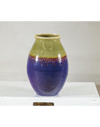 Artisan Purple and Olive Green Glazed Ceramic Ovoid Vase with Drip Detail-10. Asian & Chinese Furniture, Art, Antiques, Vintage Home Décor for sale at FEA Home
