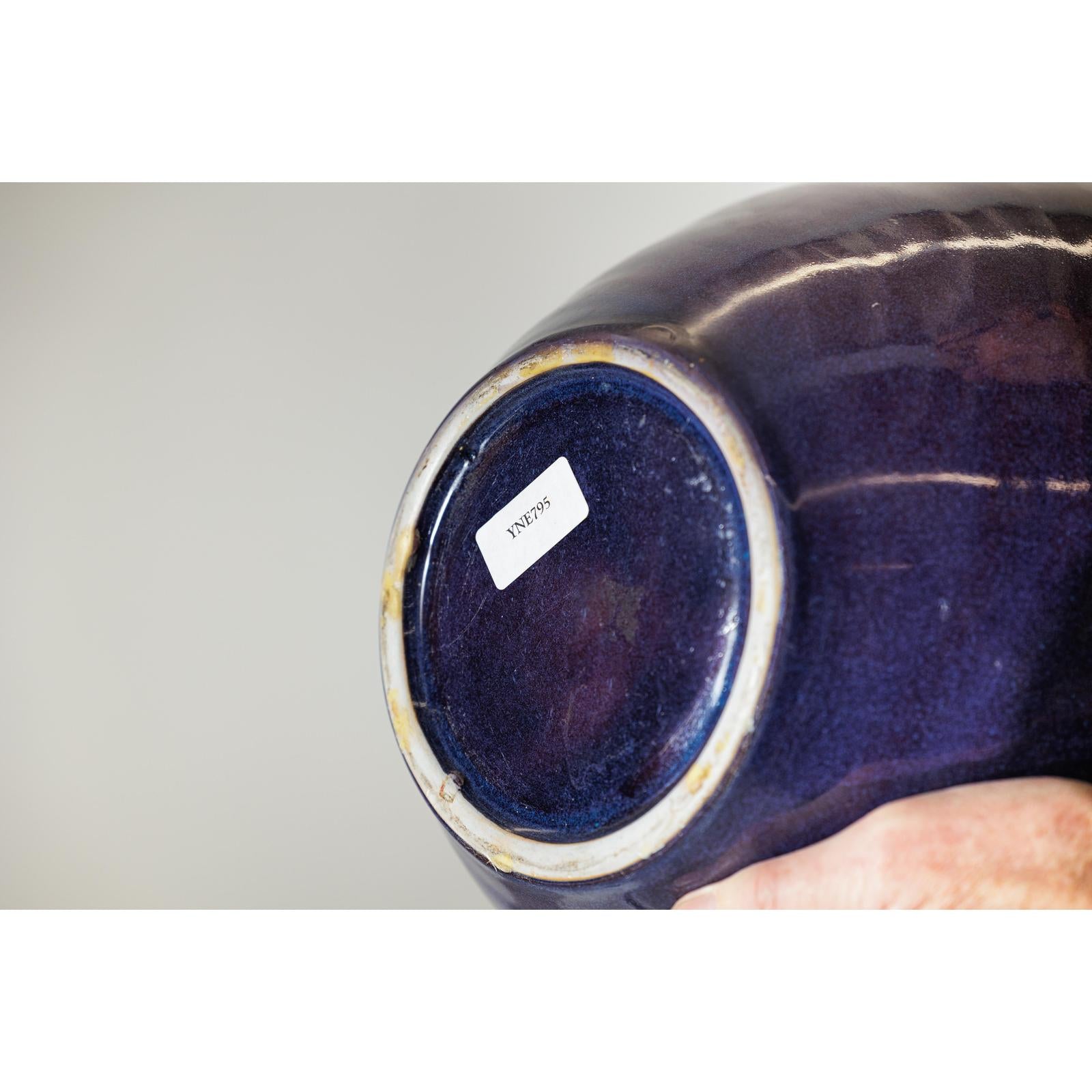 Artisan Purple and Olive Green Glazed Ceramic Ovoid Vase with Drip Detail-12. Asian &amp; Chinese Furniture, Art, Antiques, Vintage Home Décor for sale at FEA Home