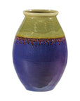 Artisan Purple and Olive Green Glazed Ceramic Ovoid Vase with Drip Detail-13. Asian & Chinese Furniture, Art, Antiques, Vintage Home Décor for sale at FEA Home