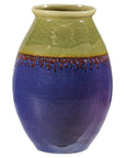 Artisan Purple and Olive Green Glazed Ceramic Ovoid Vase with Drip Detail-1. Asian & Chinese Furniture, Art, Antiques, Vintage Home Décor for sale at FEA Home