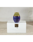 Artisan Purple and Olive Green Glazed Ceramic Ovoid Vase with Drip Detail-2. Asian & Chinese Furniture, Art, Antiques, Vintage Home Décor for sale at FEA Home